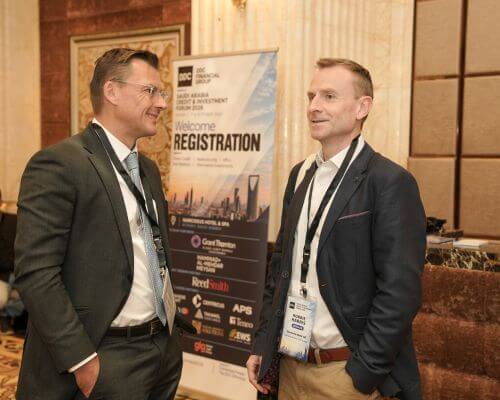 Delegate registration area at DDC Financial Group financial conference in Riyadh