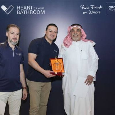 Crystal award trophies with presentation boxes for GROHE bowling tournament winners