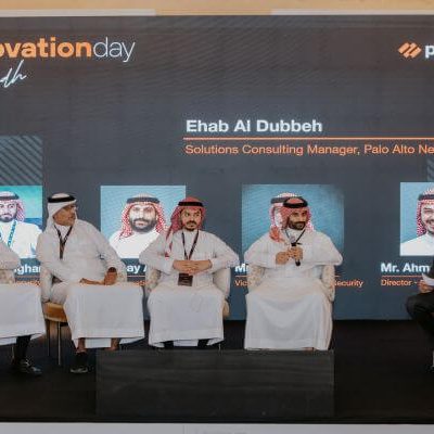 Palo Alto Networks executive delivering keynote on AI-powered cybersecurity at Innovation Day Saudi Arabia 2026